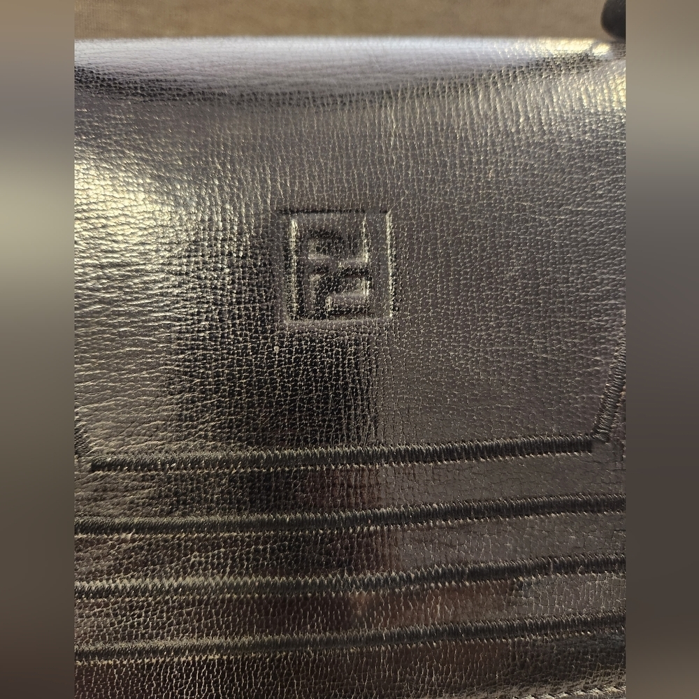 RARE VINTAGE FENDI ROMA 1970s/80s Black Leather Structured Top-Handle Box Bag - Picture 4 of 15